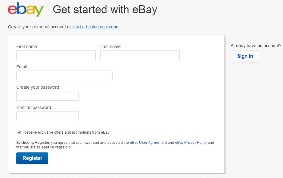 Как самостоятельно зарегистрироваться на eBay