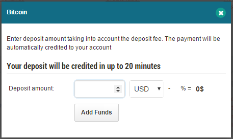 Adding funds via Bitcoin: step 3
